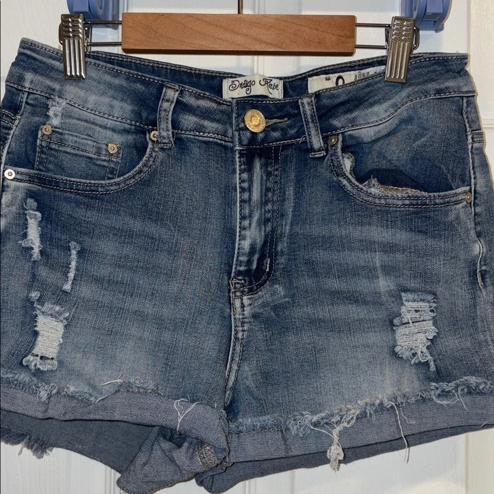 Indigo Rein Blue Distressed Jean Shorts